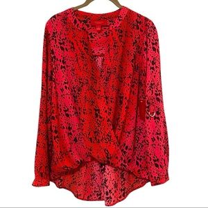 Jennifer Lopez Blouse Leopard Red Black S
